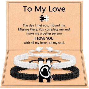 UNGENT THEM You Are My Missing Piece of The Puzzle - Couples Bracelets Anniversary Christmas I Love You Sweetest Valentines Day Gifts for Women Men Boyfriend Girlfriend