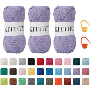 Cotton Yarn，10.5oz，526yard，3 Pack ，Soft Yarn for Crocheting and Knitting (05 Red)