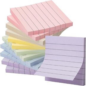 Mr. Pen- Lined Sticky Notes 3x3, 6 Pads, 45 Sheet/Pads, Pastel Colors, Sticky Notes with Lines, Sticky Note Pads, Sticky Pads, Sticky Notes Lined, Colorful Sticky Notes, Mr Pen Sticky Notes