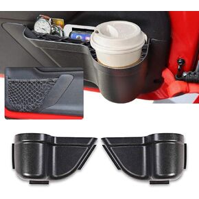 CheroCar JK Front Door Pockets Storage Inserts Side Organizer Box Net Replacement for Jeep Wrangler 2011-2018 JK JKU Interior Accessories, Black
