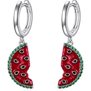 Lemon/Watermelon/Strawberry Earrings 925 Sterling Silver Fruit Hoop Earrings Fruit Jewelry Gift for Women