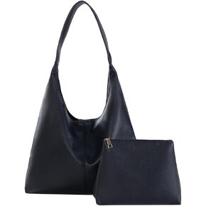 Slouchy Hobo Bags for Women Retro Vegan Leather Purse Luxury Designer Shoulder Bag Fashion Shopping Tote Bag 2pcs