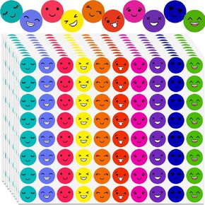 6000 Pcs Smiley Face Stickers, Small Happy Face Stickers 10 Colors Style Teacher Reward Stickers for Kids, Mini Classroom Behavior Chart Stickers for Students (0.5 Inch)