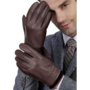 FIORETTO Winter Genuine Chrome-free Leather Gloves For Men, Warm Sheepskin Wool Lined Touchscreen Driving Gloves M24002