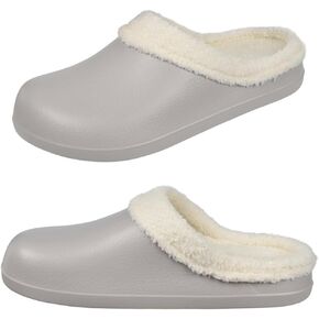 Harssidanzar Mens Womens Fur Lined Clogs Winter Garden Shoes Unisex Warm House Slippers Indoor Outdoor Mules HU202US