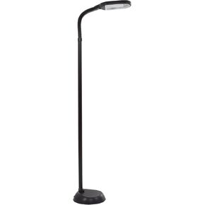 Lavish Home 72-1438 Full Spectrum Natural Sunlight Floor Lamp with Bendable Neck-Reading, Craft, Studying, and Esthetician Light, 62.5", Brown