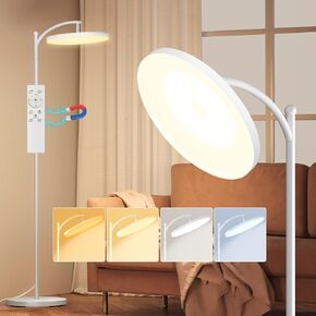 LED Floor Lamp, 32W/3000LM Super Bright Arc Floor Lamp, 3000K-6000K Stepless Dimming, Standing Tall Lamp with Remote Control & Pedal Switch for Living Room Bedroom Office (Black)