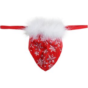 Christmas Day G String, Gag Gifts For Men, Mens Thong Banana Hammock, Sexy Velvet Underwear Funny Sissy Clothes