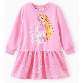 Disney Frozen Princess Elsa Ariel Moana Rapunzel Sparkly Toddler Dress Glow in The Dark Girls Sequin Dress 3-6 Years