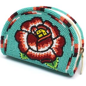Beaded Coin Purse/Pouch. Change Pouch for Women. Handmade Seed Beaded Coin Purse Native American Style. Seed Beaded Key Pouch.(Purple Star)