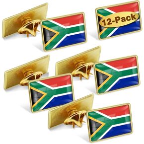 12/24/50/100Pcs South Africa Flag Lapel Pins Bulk - Metal South African Brooch Badge Souvenir for Men Women Clothes Bags Hats