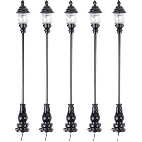 5pcs Model Garden Light Room Decor, Mini Street Post Lights Miniature Yard Lamp for DIY Micro Landscape