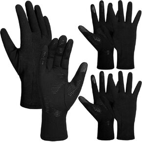 3 Pcs Black Winter Gloves Touch Screen Gloves Waterproof Windproof Thermal Ski Glove Liners for Cold Weather Warmers for Men Women Gifts Hiking Biking Running Cycling Driving Sporting