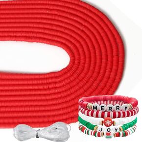 Yochus 19000pcs 50 Strands Clay Bead Bracelet Kit, 6mm Flat Round Polymer Clay Beads Spacer Heishi Beads for Jewelry Making Earring Necklace in Kuwait