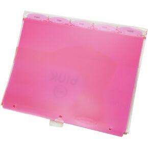Wilson Jones View-Tab Transparent Dividers, 5-Tab Set, Pink Poly Tabs (W61005)