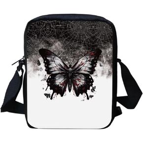 HUGS IDEA Mini Cross-Body Bag Black Cat Floral Small AdjustableShoulder Messenger Handbag Casual Cellphone Purse