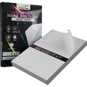 Premium Double Sided Glossy Inkjet Paper, 8.5" x 11" and 5" x 7", 220 GSM, 50 Sheets Each (5 x 7)