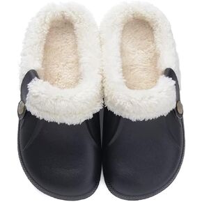 Fur Lined Clogs Waterproof Slippers Fleece Lined Clogs for Women Men Fuzzy Winter Warm Indoor Outdoor Shoes
