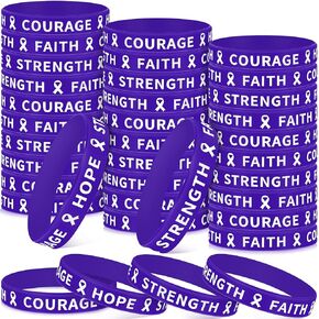 WILLBOND 200 Pieces Lupus Awareness Purple Ribbon Silicone Bracelets Bulk Epilepsy Awareness Rubber Wristbands Domestic Violence Alzheimers Pancreatic Cancer Epilepsy Awareness Bracelet for Men Women