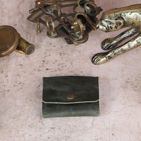 Leather coin pouch | Moon Pocket Coin Case | Genuine Leather Squeeze Coin Purse | Pouch Change Holder | Purse Wallet for Men & Women Handmade Vintage Gift :: Brown in Saudi Arabia