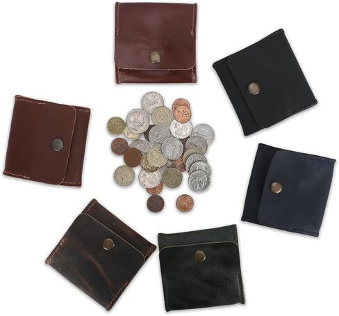 Leather coin pouch | Moon Pocket Coin Case | Genuine Leather Squeeze Coin Purse | Pouch Change Holder | Purse Wallet for Men & Women Handmade Vintage Gift :: Brown in Saudi Arabia