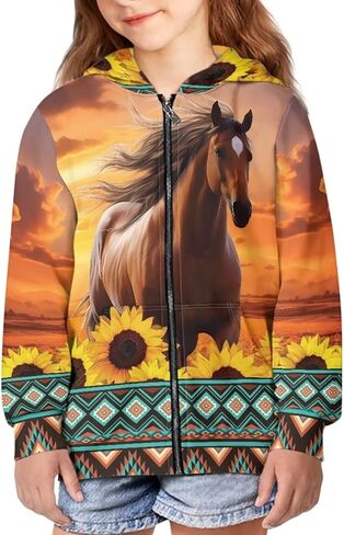 Zip Up Hoodie for Girls 6-16 Years Trendy Long Sleeve Hooded Sweatshirts Casual Kids Coat with Pocket in Saudi Arabia