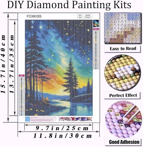 Landscape Diamond Art Painting Kits for Adults, Stained Glass Full Drill Diamond Dots Paintings for Beginners, Round 5D Paint with Diamonds Pictures Gem Art Painting Kits DIY Crafts Kits 14x14inch in Kuwait