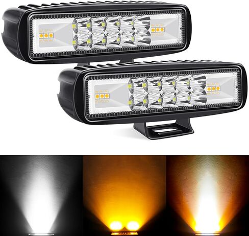 شريط إضاءة LED أبيض وأخضر مقاس 6 بوصات، ضوء قيادة كومبو شعاع ستروب، 12 فولت 24 فولت دراجة نارية بيك اب ATV شاحنة جرار العمل أضواء الضباب بقعة مساعدة (حزمة من 2) in Kuwait