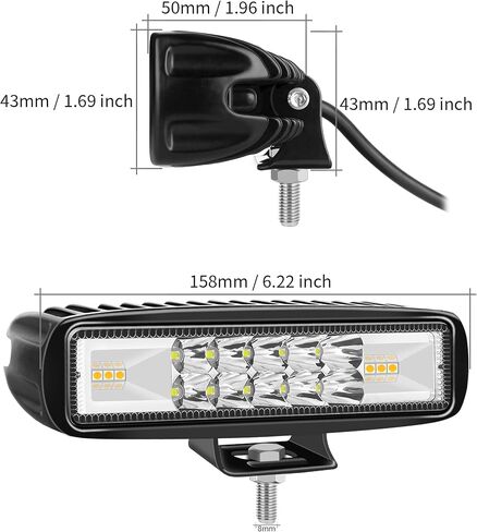 شريط إضاءة LED أبيض وأخضر مقاس 6 بوصات، ضوء قيادة كومبو شعاع ستروب، 12 فولت 24 فولت دراجة نارية بيك اب ATV شاحنة جرار العمل أضواء الضباب بقعة مساعدة (حزمة من 2) in Kuwait