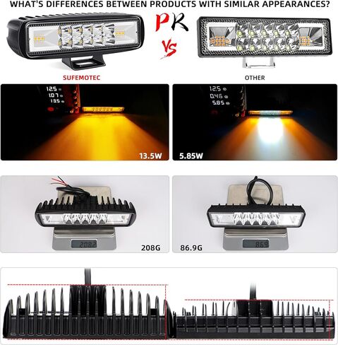 شريط إضاءة LED أبيض وأخضر مقاس 6 بوصات، ضوء قيادة كومبو شعاع ستروب، 12 فولت 24 فولت دراجة نارية بيك اب ATV شاحنة جرار العمل أضواء الضباب بقعة مساعدة (حزمة من 2) in Kuwait
