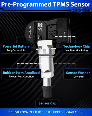 Pre-Programed TPMS Sensors for:-Dodge Caravan Charger, for:-Jeep Wrangler Compass Patriot for:-Chrysler Town & Country 315MHz Tire Pressure Sensor 68078861AA (4) in Saudi Arabia