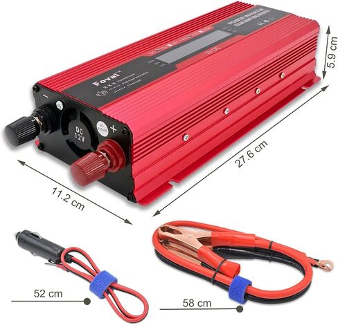 LVYUAN 1000W Car Power Inverter 12V to 110V DC to AC with 2 US Sockets, Cigarette Lighter, LCD Display, USB Ports for Car, Home,Outdoor, Camping in Kuwait