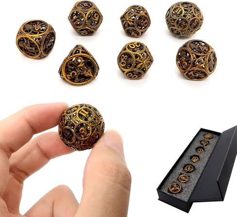 UBEUCK 7pcs Metal Dice，Hollow Dice DND Dice Set，Octopus DND Dice,Polyhedral Metal Dice，Unique Role-Playing Dice，Suitable for Dungeons and Dragons TTRPG Gaming 。 (Octopus Blue) in Kuwait