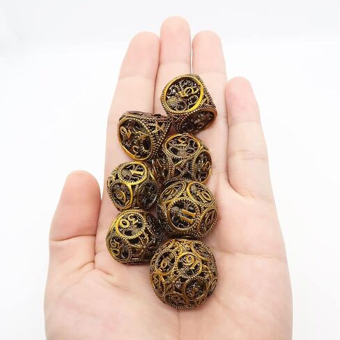 UBEUCK 7pcs Metal Dice，Hollow Dice DND Dice Set，Octopus DND Dice,Polyhedral Metal Dice，Unique Role-Playing Dice，Suitable for Dungeons and Dragons TTRPG Gaming 。 (Octopus Blue) in Kuwait