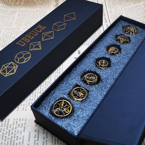 UBEUCK 7pcs Metal Dice，Hollow Dice DND Dice Set，Octopus DND Dice,Polyhedral Metal Dice，Unique Role-Playing Dice，Suitable for Dungeons and Dragons TTRPG Gaming 。 (Octopus Blue) in Kuwait