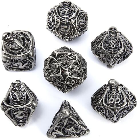 UBEUCK 7pcs Metal Dice，Hollow Dice DND Dice Set，Octopus DND Dice,Polyhedral Metal Dice，Unique Role-Playing Dice，Suitable for Dungeons and Dragons TTRPG Gaming 。 (Octopus Blue) in Kuwait