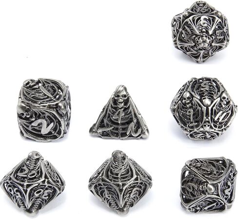 UBEUCK 7pcs Metal Dice，Hollow Dice DND Dice Set，Octopus DND Dice,Polyhedral Metal Dice，Unique Role-Playing Dice，Suitable for Dungeons and Dragons TTRPG Gaming 。 (Octopus Blue) in Kuwait