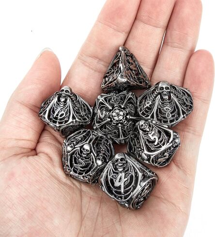 UBEUCK 7pcs Metal Dice，Hollow Dice DND Dice Set，Octopus DND Dice,Polyhedral Metal Dice，Unique Role-Playing Dice，Suitable for Dungeons and Dragons TTRPG Gaming 。 (Octopus Blue) in Kuwait