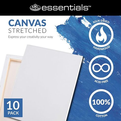 مجموعة قيمة من القماش الكتاني الممتد ثلاثي الأبعاد من Royal & Langnickel Essentials مقاس 8x10، للطلاء الزيتي والأكريليك، 10 عبوات in Saudi Arabia