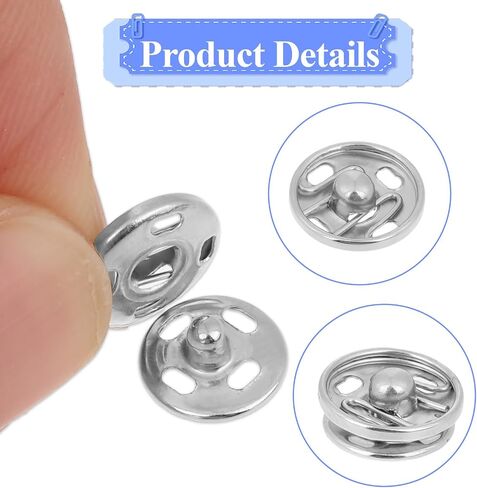 160 Sets Sew-on Snap Metal Buttons Fasteners Buttons Invisible Button Snaps Sewing on Snap Buttons Round Black & Silver Press Button Snaps for Fabric Sewing Shirts Sewing Clothing DIY Craft, 8mm 10mm in Saudi Arabia