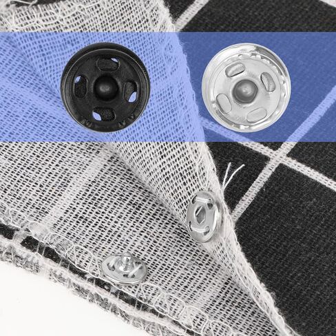 160 Sets Sew-on Snap Metal Buttons Fasteners Buttons Invisible Button Snaps Sewing on Snap Buttons Round Black & Silver Press Button Snaps for Fabric Sewing Shirts Sewing Clothing DIY Craft, 8mm 10mm in Saudi Arabia