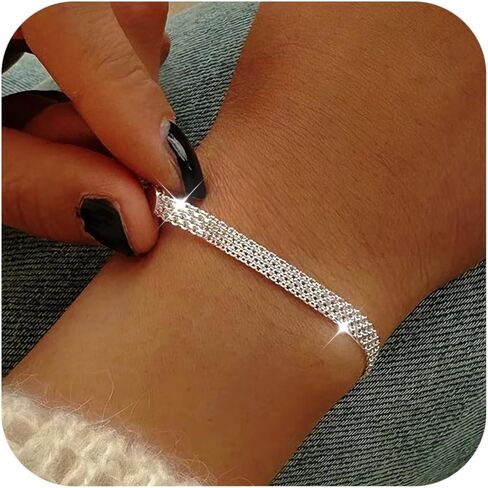 Exquisite Weaving Mesh Bracelets for Women 925 Sterling Silver Chunky Trendy Link Chain Bracelet for Men Jewelry Women Gifts in Saudi Arabia