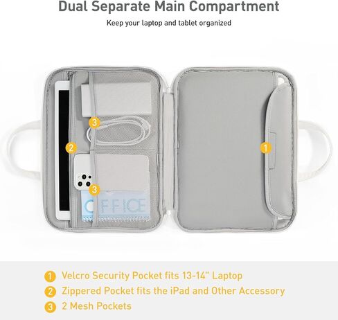 DTTO 15.6" Laptop Sleeve, TSA Friendly PU Leather Case, Balck White in Kuwait