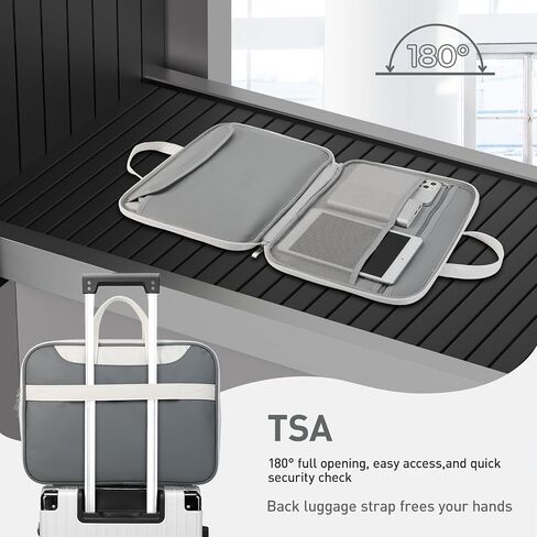 DTTO 15.6" Laptop Sleeve, TSA Friendly PU Leather Case, Balck White in Kuwait