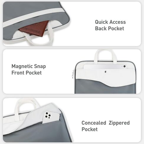 DTTO 15.6" Laptop Sleeve, TSA Friendly PU Leather Case, Balck White in Kuwait