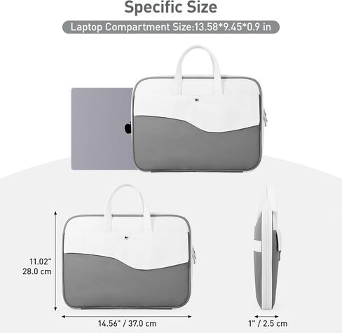 DTTO 15.6" Laptop Sleeve, TSA Friendly PU Leather Case, Balck White in Kuwait