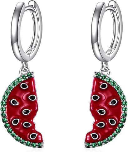 Lemon/Watermelon/Strawberry Earrings 925 Sterling Silver Fruit Hoop Earrings Fruit Jewelry Gift for Women in Kuwait