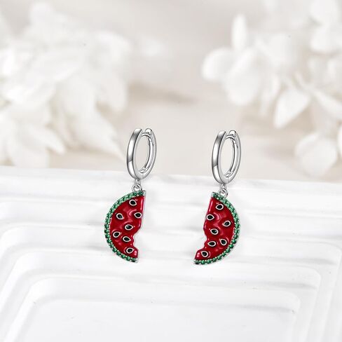 Lemon/Watermelon/Strawberry Earrings 925 Sterling Silver Fruit Hoop Earrings Fruit Jewelry Gift for Women in Kuwait