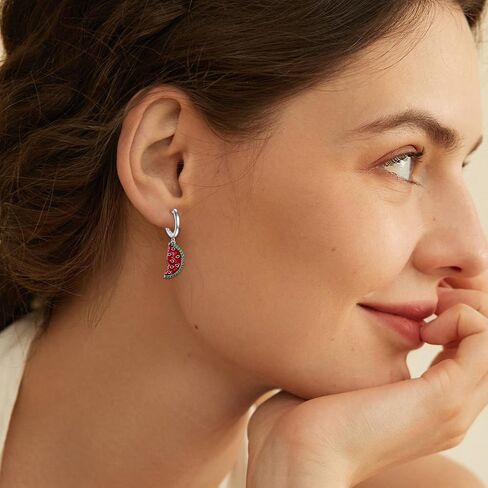 Lemon/Watermelon/Strawberry Earrings 925 Sterling Silver Fruit Hoop Earrings Fruit Jewelry Gift for Women in Kuwait
