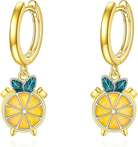 Lemon/Watermelon/Strawberry Earrings 925 Sterling Silver Fruit Hoop Earrings Fruit Jewelry Gift for Women in Kuwait